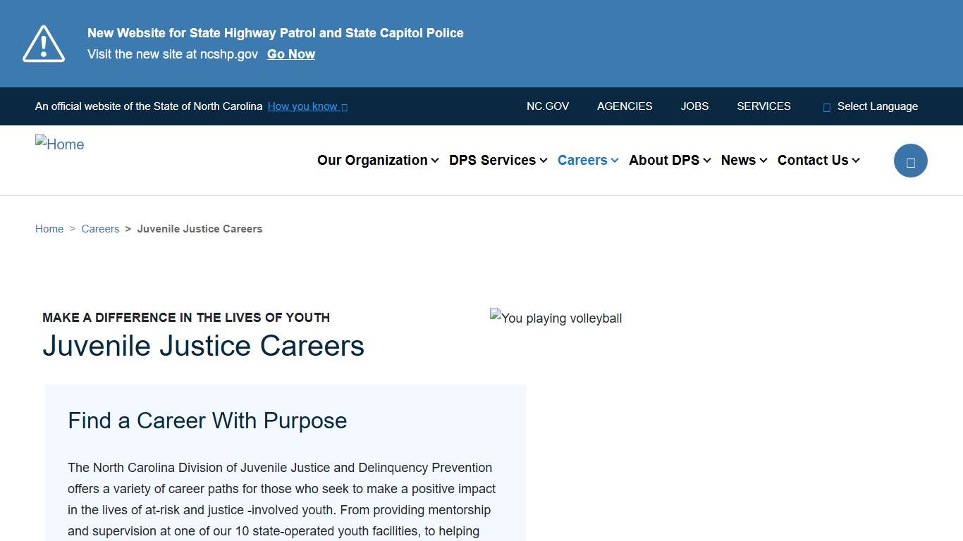 Juvenile Justice Careers | NC DPS