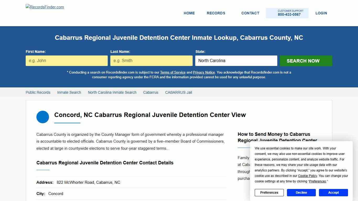Cabarrus Regional Juvenile Detention Center Jail Roster & Inmate Lookup