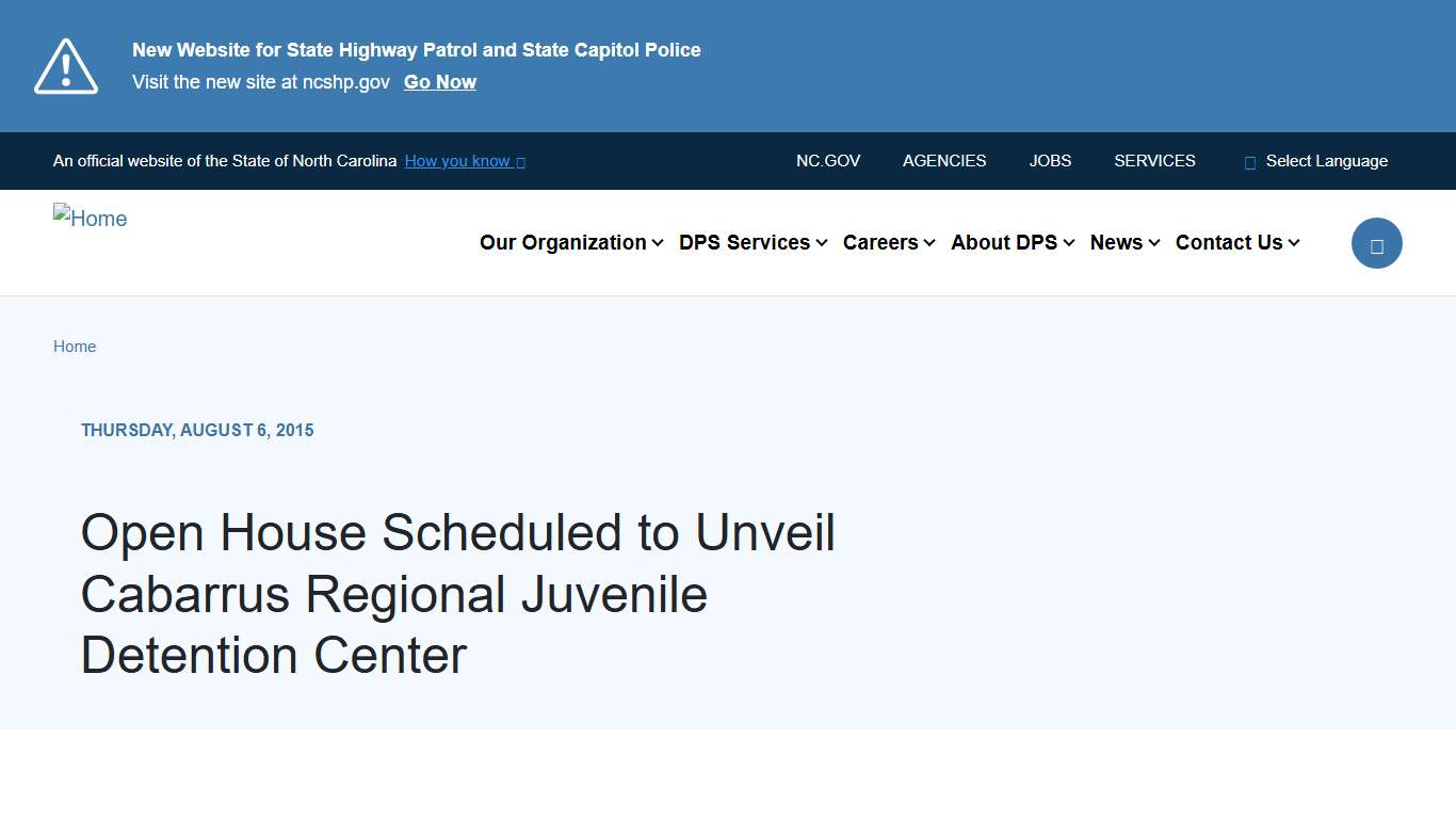 Open House Scheduled to Unveil Cabarrus Regional Juvenile Detention Center | NC DPS